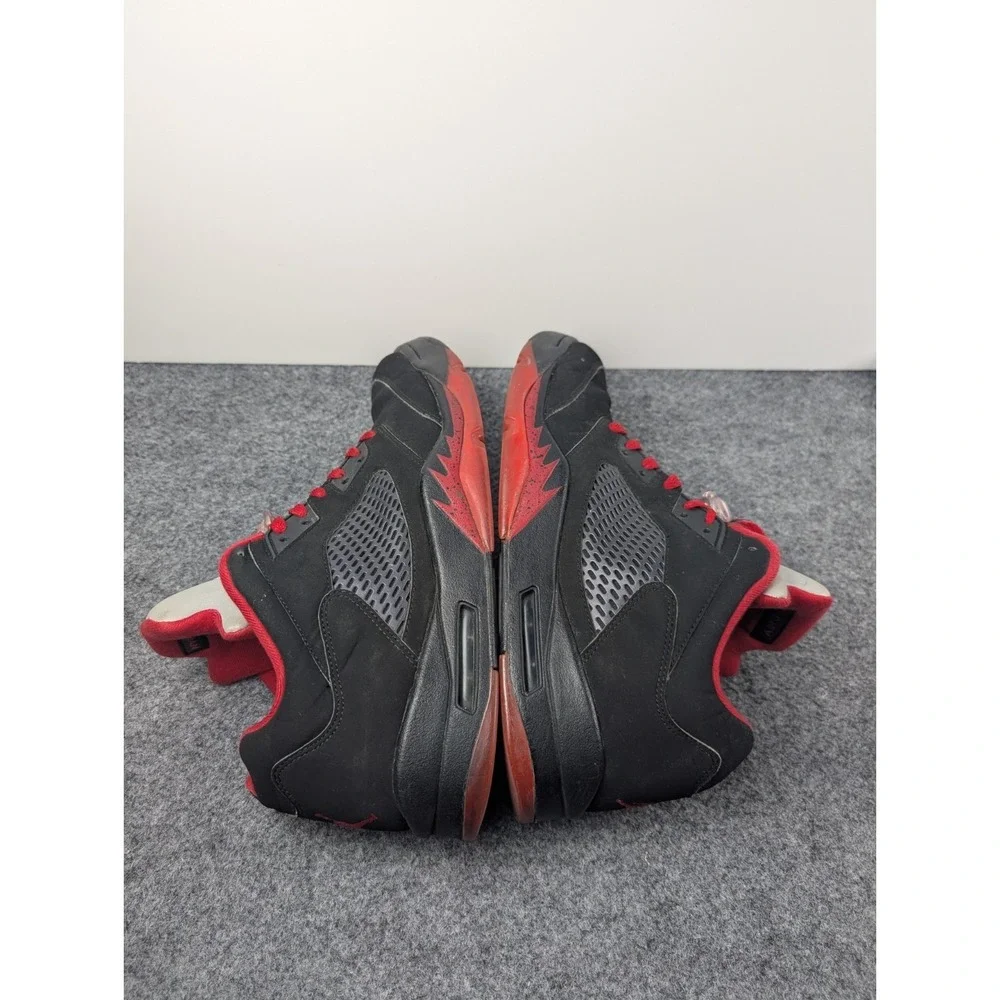 Air Jordan 5 Retro Low Alternate 90 Men's 12 819171-001 Black Gym Red Sneakers